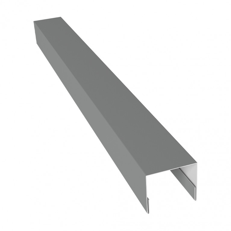 Планка П-образная заборная 24 0,5 Satin с пленкой RAL 9006бело-алюминиевый (2,5м)