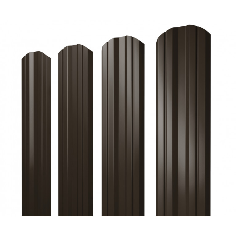 Штакетник Twin фигурный 0,5 GreenCoat Pural BT, matt RR 32 темно-коричневый (RAL 8019 серо-коричневый)