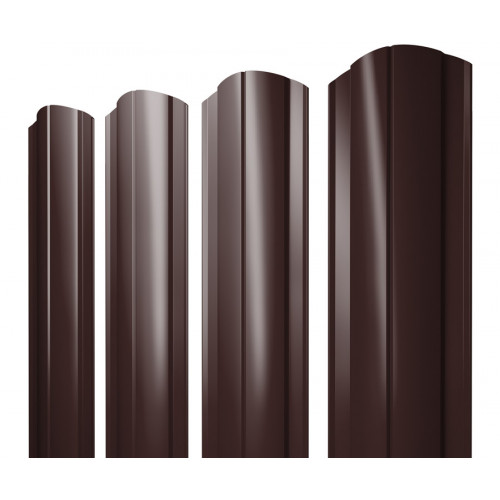 Штакетник Круглый фигурный 0,5 GreenCoat Pural BT, matt RR 887 шоколадно-коричневый (RAL 8017 шоколад)