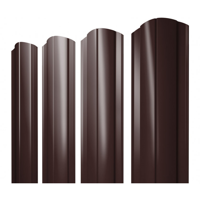 Штакетник Круглый фигурный 0,5 GreenCoat Pural BT, matt RR 887 шоколадно-коричневый (RAL 8017 шоколад)