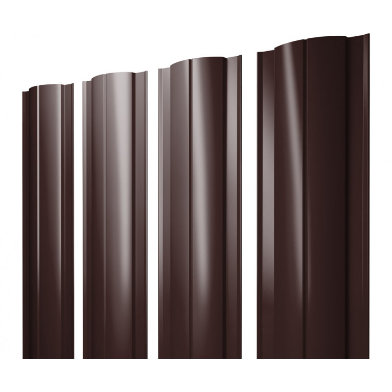 Штакетник Круглый с прямым резом 0,5 GreenCoat Pural BT, matt RR 887 шоколадно-коричневый (RAL 8017 шоколад)