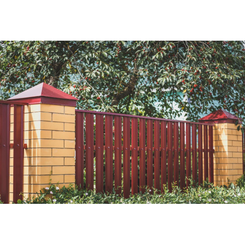 Штакетник М-образный В 0,45 Print Elite Chestnut Wood (обратная сторона серая)