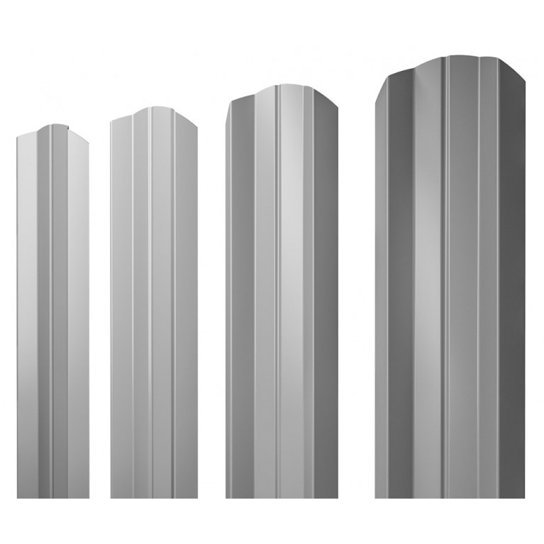 Штакетник М-образный А фигурный 0,5 Satin RAL 9006 бело-алюминиевый