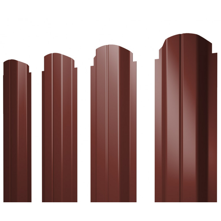 Штакетник П-образный А фигурный 0,5 Satin RAL 3009 оксидно-красный