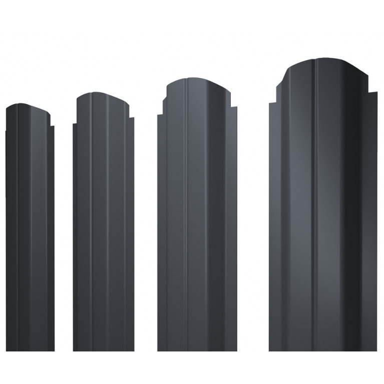Штакетник П-образный B фигурный 0,5 Satin Matt TX RAL 7024 мокрый асфальт
