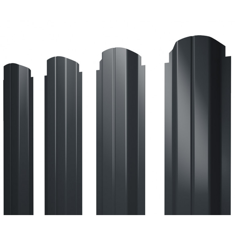 Штакетник П-образный А фигурный 0,5 Satin Matt RAL 7016 антрацитово-серый