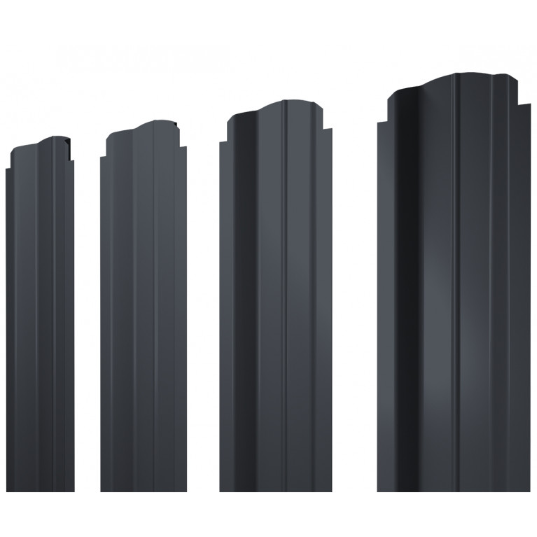 Штакетник П-образный B фигурный 0,5 PurPro RAL 7024 мокрый асфальт