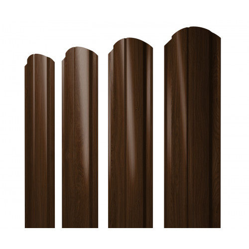 Штакетник Полукруглый Slim фигурный 0,45 Print Elite Choco Wood