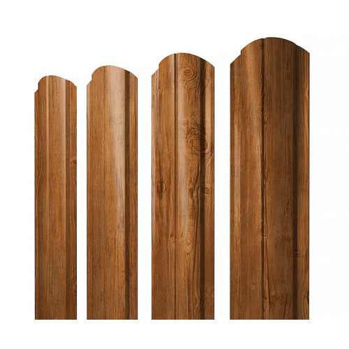 Штакетник Полукруглый Slim фигурный 0,45 Print Elite Golden Wood