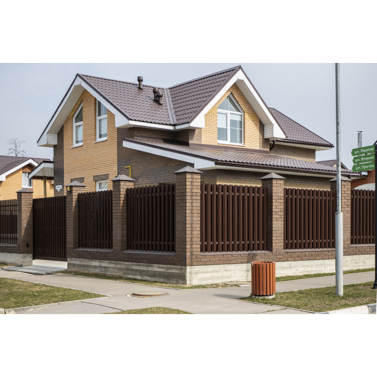 Штакетник Прямоугольный фигурный 0,4 PE-Double RAL 8017 шоколад
