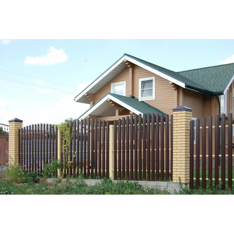 Штакетник Прямоугольный фигурный 0,45 Print Elite Chestnut Wood TwinColor