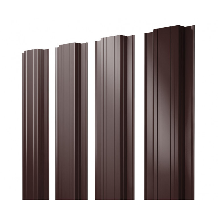 Штакетник Прямоугольный с прямым резом 0,5 GreenCoat Pural BT, matt RR 887 шоколадно-коричневый (RAL 8017 шоколад)
