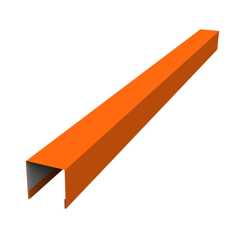 Планка вертикальная лицевая для горизонтального монтажа штакетника 0,45 PE с пленкой RAL 2004 оранжевый