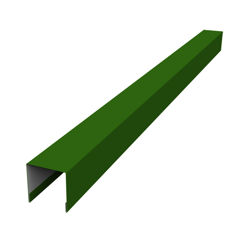 Планка вертикальная лицевая для горизонтального монтажа штакетника 0,45 PE с пленкой RAL 6002 лиственно-зеленый