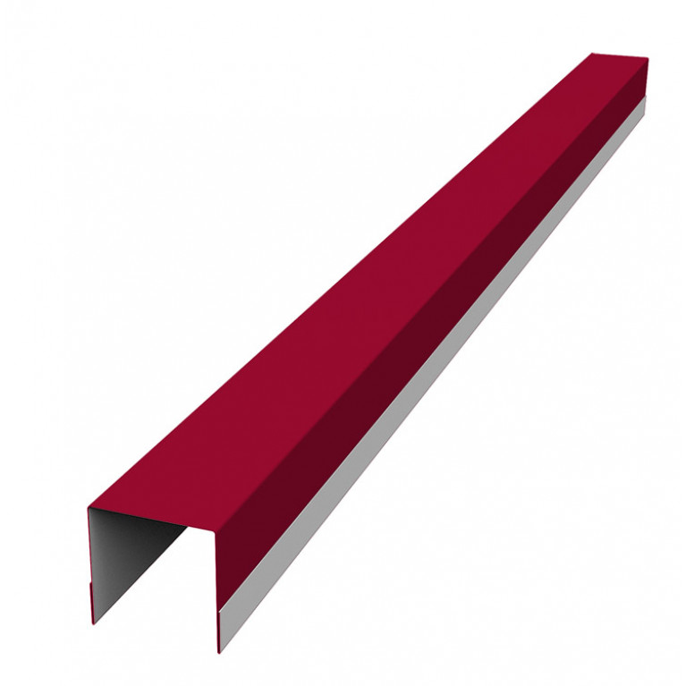 Планка вертикальная обратная для горизонтального монтажа штакетника 0,45 PE с пленкой RAL 3003 рубиново-красный
