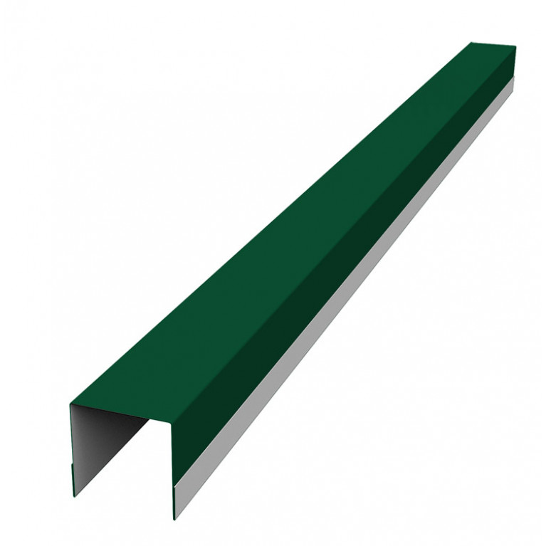 Планка вертикальная обратная для горизонтального монтажа штакетника 0,45 PE с пленкой RAL 6005 зеленый мох