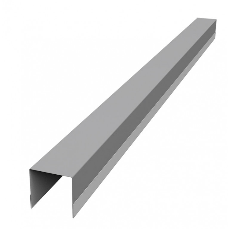 Планка вертикальная обратная для горизонтального монтажа штакетника 0,45 PE с пленкой RAL 9006 бело-алюминиевый