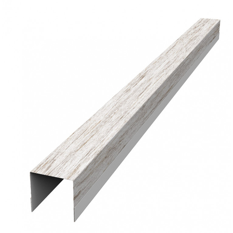 Планка вертикальная обратная для горизонтального монтажа штакетника 0,45 Print Elite Snow Wood
