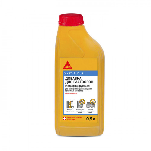 Добавка, снижающая водопоглощение растворов Sika-1 Plus, канистра 0.9 л