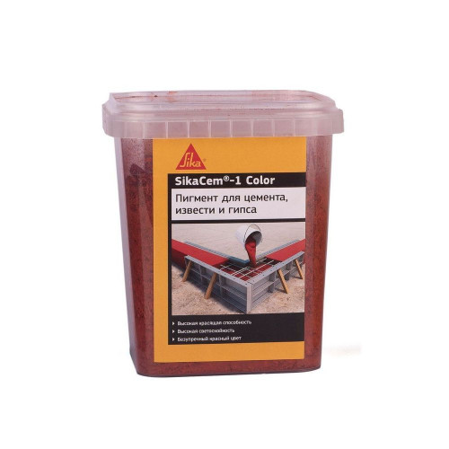 Пигмент для бетона и растворов SikaCem-1 Color, банка 1 кг красный