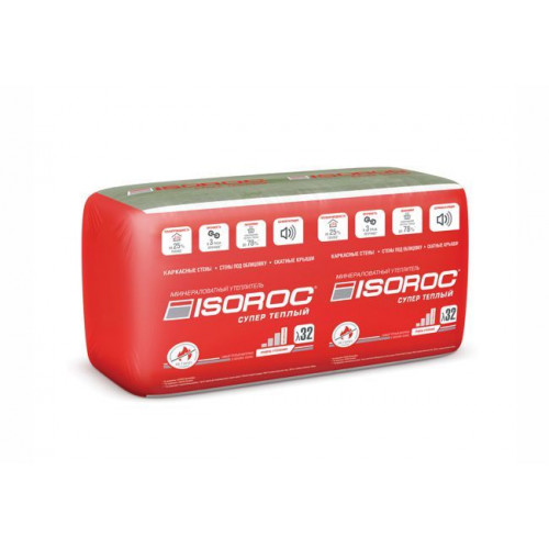 Утеплитель ISOROC Супер Теплый 100х610x1000 ((0,305м3; 3,05м2)