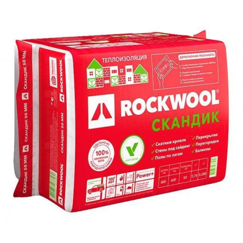 Утеплитель RockWool Лайт Баттс Скандик 800х600х50 (0,288м3)